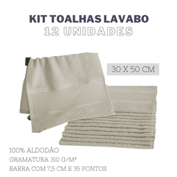 Kit 12 Toalhas de Lavabo Mão Linha Social 100% Algodao:Nude - 2