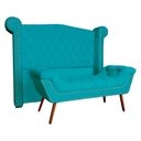 Ver imagem 1 de Conjunto Sienna Cabeceira e Recamier King 195 Cm Suede Azul Turquesa - LM DECOR