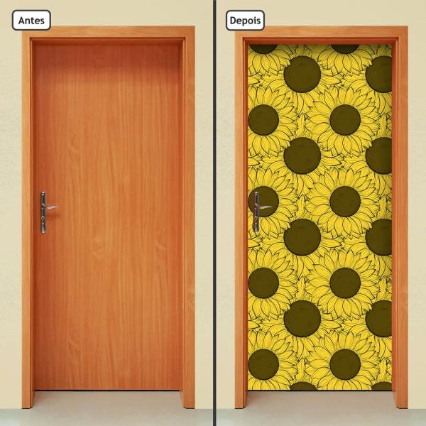 Adesivo Decorativo de Porta - Girassóis - Flores - 1916cnpt - 1