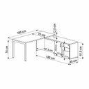 Ver imagem 3 de Conjunto de Escritório Mesa Diretoria 160cm com Balcão 1 Porta 2 Gavetas 180cm e 2 Estantes Concept Nogal Sevilha Branco