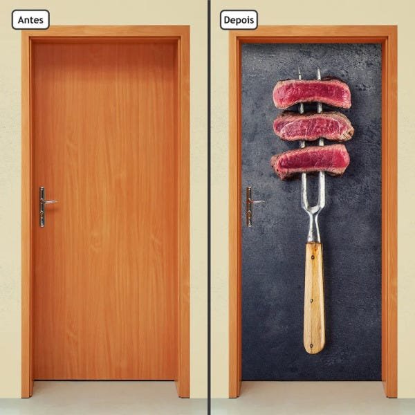 Adesivo Decorativo de Porta - Carne - Comida - 814cnpt - 1