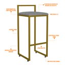 Ver imagem 4 de Kit 04 Banquetas Alta Para Cozinha Sala De Jantar Hanna L02 Dourado Linho Cinza Escuro - Lyam Decor