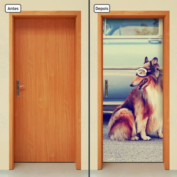 Adesivo Decorativo de Porta - Cachorro - Animais - 579cnpt - 1