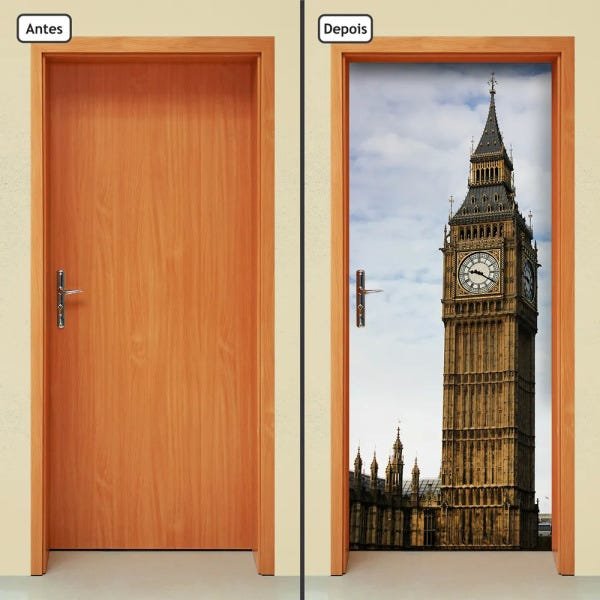 Adesivo Decorativo de Porta - Londres - Big Ben - 733cnpt - 1