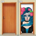 Ver imagem 1 de Adesivo Decorativo de Porta - Caveira Mexicana - Mulher - 525cnpt