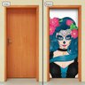 Adesivo Decorativo de Porta - Caveira Mexicana - Mulher - 525cnpt - 1