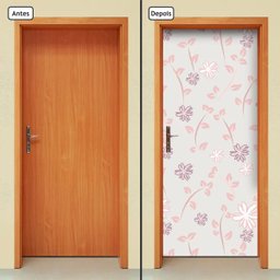 Adesivo Decorativo de Porta - Flores - Floral - 506cnpt - 1 Adesivo Decorativo de Porta - Flores - Floral - 506cnpt - 1