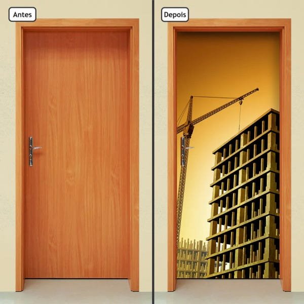 Adesivo Decorativo de Porta - Construção - 1232cnpt - 1
