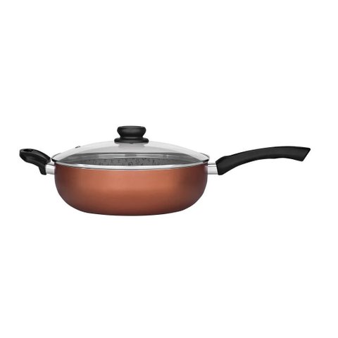 Frigideira Wok Antiaderente Tampa de Vidro 28cm Cobre Maximum Panelux