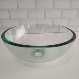 Cuba de Vidro Verde para Banheiro Lavabo Redondo Cuba de Apoio 30cm - 7