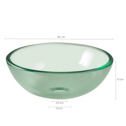 Cuba de Vidro Verde para Banheiro Lavabo Redondo Cuba de Apoio 30cm - 3