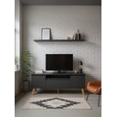 Ver imagem 1 de Rack para TV com Prateleira 150cm Retro MDF Grafite Dallas - On Móveis