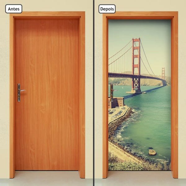 Adesivo Decorativo de Porta - Ponte Golden Gate - 735cnpt - 1