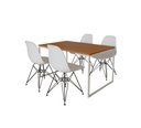 Ver imagem 2 de Mesa Industrial Base Ferro Branco Tampo 137x90 Canela 4 Cadeiras Eames Ferro Preto Assento Branco