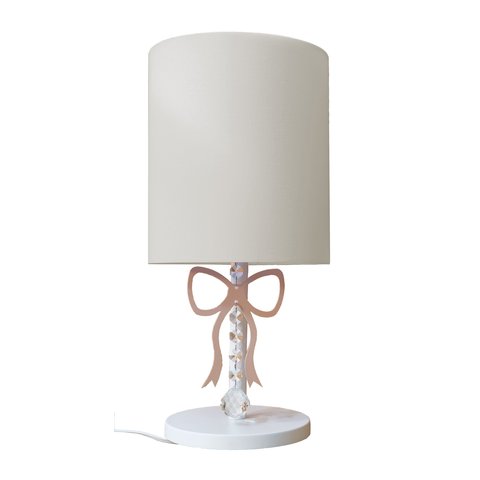 Abajur Infantil Laço Base Branca Cúpula Branco 20x43 Bivolt
