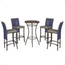 Ver imagem 1 de Mesa Bistrô e 4 Banquetas Roma Marrom Corda Náutica Estofado 8 Trama Original