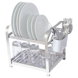 Escorredor Louça Pia 12 Pratos Inox Porta Talheres Branco - 1