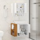 Ver imagem 3 de Gabinete Troia com Espelheira Cuba Dalla Branca e Papeleira Branco/naturale