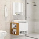 Ver imagem 2 de Gabinete Troia com Espelheira Cuba Dalla Branca e Papeleira Branco/naturale