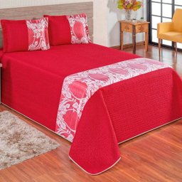 Cobre Leito Queen Matelado Ultrassônico 3 Peças Damasco - Vermelho - Vermelho - 1 Cobre Leito Queen Matelado Ultrassônico 3 Peças Damasco - Vermelho - Vermelho - 1