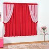 Cortina Tecido Microfibra com Voil 2,00m x 1,70m Daniela - Vermelho - Vermelho - 1