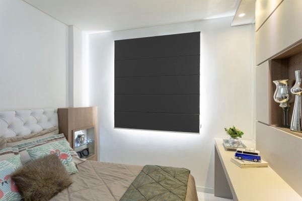 Persiana Romana (2,00 Largura x 1,80 Altura) Tecido Blackout Preto - Vogaflex - 1