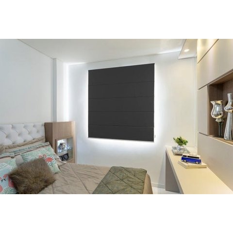 Persiana Romana (1,60 Largura x 2,25 Altura) Tecido Blackout Preto - Vogaflex
