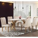 Ver imagem 1 de Conjunto Sala de Jantar Munique 6 Cadeiras Safira Veludo Móveis Mundial