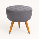 Ver imagem 1 de Puff Banqueta Redondo Cinza Claro Pé Palito com Detalhe em Costura