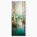 Ver imagem 4 de Adesivo de Porta - Lagoa, Árvores e Flores