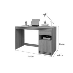 Esrivaninha Mesa Estudos Quarto 120cm Gaveta Porta Branco - 3