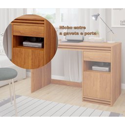 Esrivaninha Mesa Estudos Quarto 120cm Gaveta Porta Branco - 5