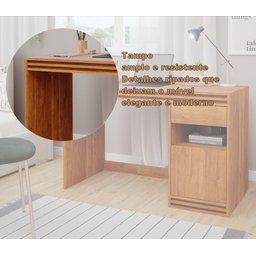 Esrivaninha Mesa Estudos Quarto 120cm Gaveta Porta Branco - 7