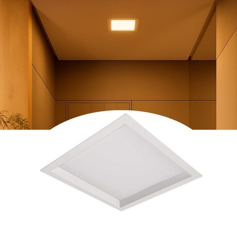 Painel Plafon Led Recuado Embutir Kais 40x40 36w Luz Quente Nordecor St3145-branco