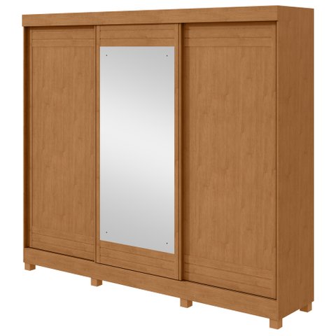 Guarda-roupas Casal Nice 3 Portas 1 Espelho 4 Gavetas Flex com Pés - Lopas Amendoa Clean