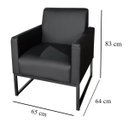 Ver imagem 5 de Poltrona Decorativa Estilo Industrial Recepção Base de Metal Corino Preto