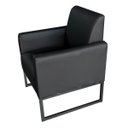 Ver imagem 3 de Poltrona Decorativa Estilo Industrial Recepção Base de Metal Corino Preto