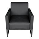 Ver imagem 1 de Poltrona Decorativa Estilo Industrial Recepção Base de Metal Corino Preto