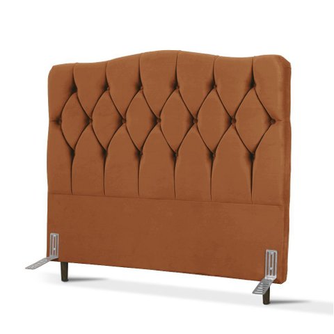 Cabeceira de Cama Box Viúva 128 Cm Varsóvia Suede Veludo Terra Cota