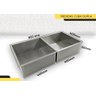 Cuba Dupla para cozinha moderna inxo 304 escovado 40x40 AJL CUBA DUPLA QUADRADA INOX - 3