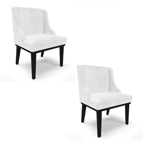 Kit 02 Cadeiras De Jantar Corano Branco Base Madeira