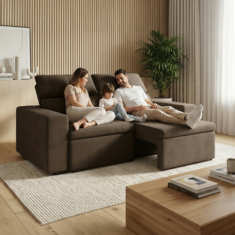 Sofá Retrátil e Reclinável 2 Lugares Espuma - Londrina 160 cm