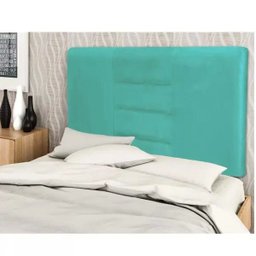 Cabeceira Painel para Quarto de Casal Sabrina Suede Azul Tiffany 1,60 - Lyam Decor - 2