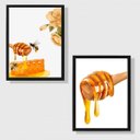 Ver imagem 1 de Kit 2 Quadros Decorativos Mel 45x34cm - com vidro:Madeira preta