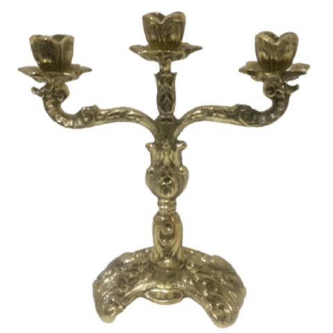 Castiçal 3 Velas Bronze Presentes Decoração Igrejas Religião
