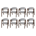 Ver imagem 1 de Kit 8 Cadeiras de Jantar Valentina Madeira Maciça Estofada:Cinza Linho/Castanho