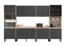 Ver imagem 2 de Cozinha Modulada 340m Firenze com Balcão 120m para Pia sem Tampo - Avena Touch/ Grafito Demóbile