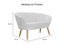 Ver imagem 2 de Kit Namoradeira + 1 Poltrona Decorativa Pétala Couro Branco Pés Madeira Mz Decor
