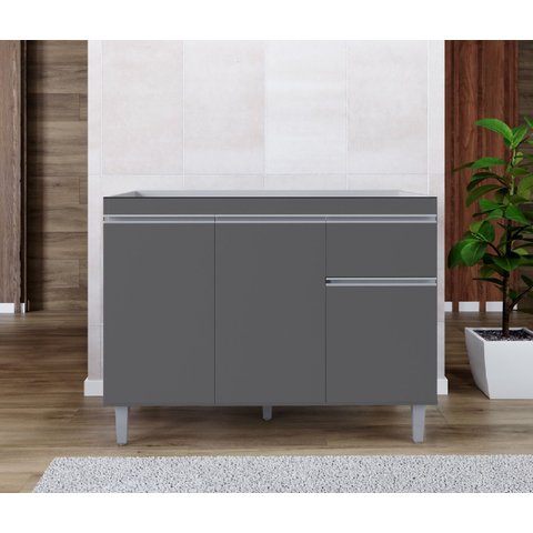 Balcão Armário de Cozinha Pop Cinza S/ Tampo - Nathan