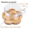 Jogo Xícaras Café com Pires Madeira 12 Peças Vidro 230ml - 2
